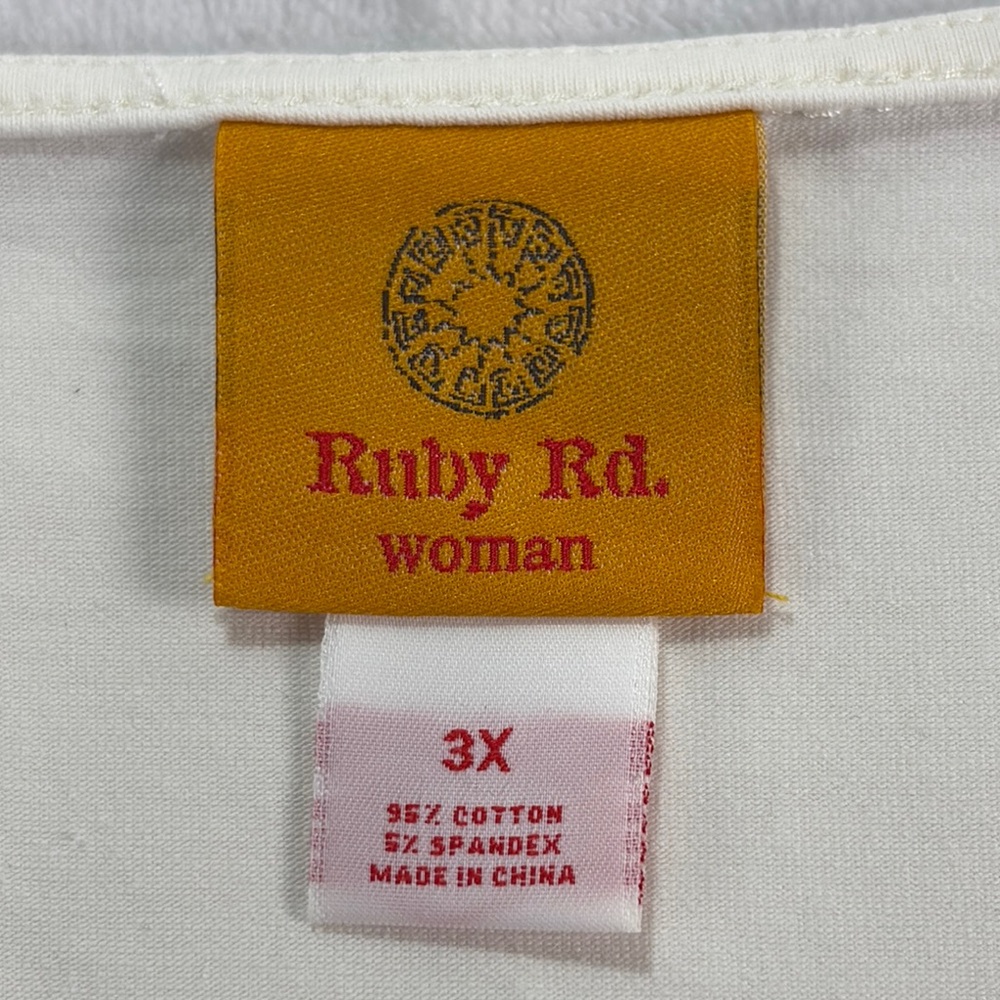 Ruby Rd Floral Script Sequin Top 3/4 Sleeve 3X - Picture 3 of 8